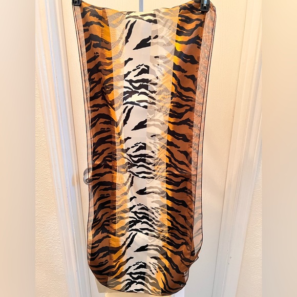 Chiffon Black and Brown Animal Print Scarf - Picture 8 of 8